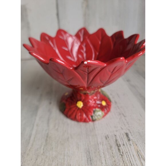 Certified International Susan winget Poinsettia Bowl‎ candy floral flower home - Picture 3 of 8